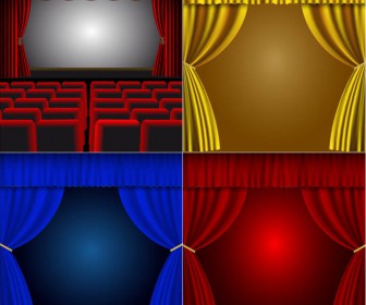 Curtain and stage vector