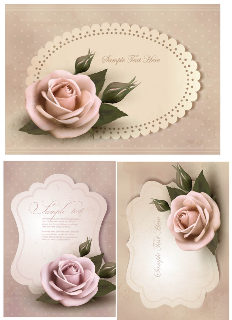 Invitations decorated with rose vector