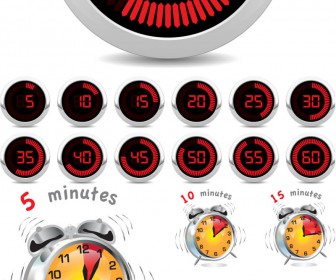 Timers and alarm clocks vector