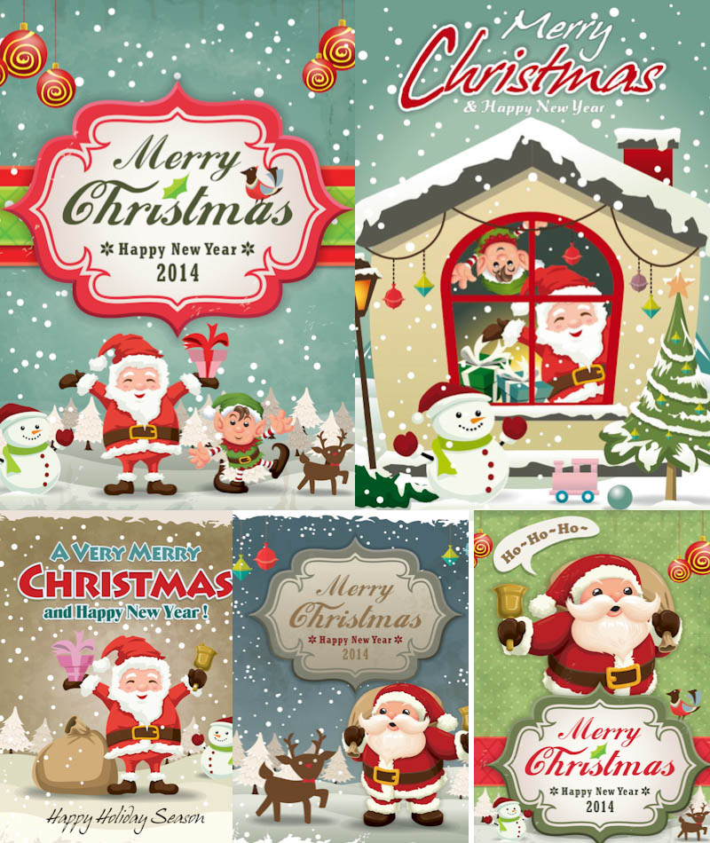 Christmas, Card, Merry christmas, Cartoon, Santa claus, Christmas cards,