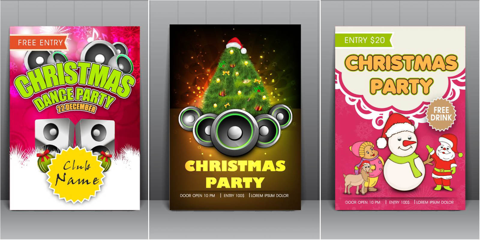 2014 Christmas dance party flyer vector