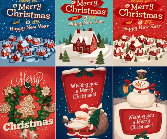 2020 - 2021 Happy New Year and Merry Christmas cards vector