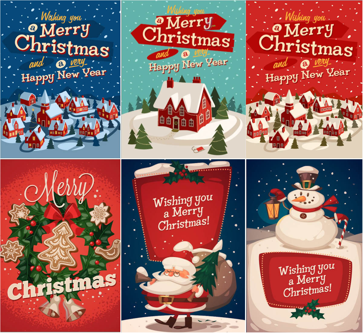 2014 Happy New Year and Merry Christmas cards vector