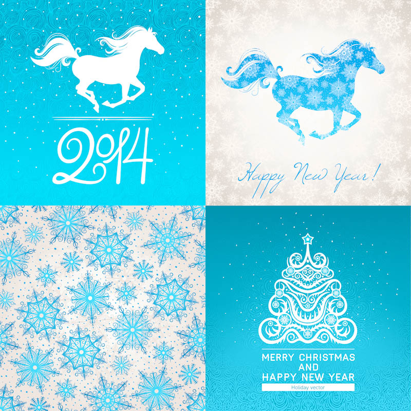 2014 Merry Christmas and Happy New Year on blue backgrounds vector