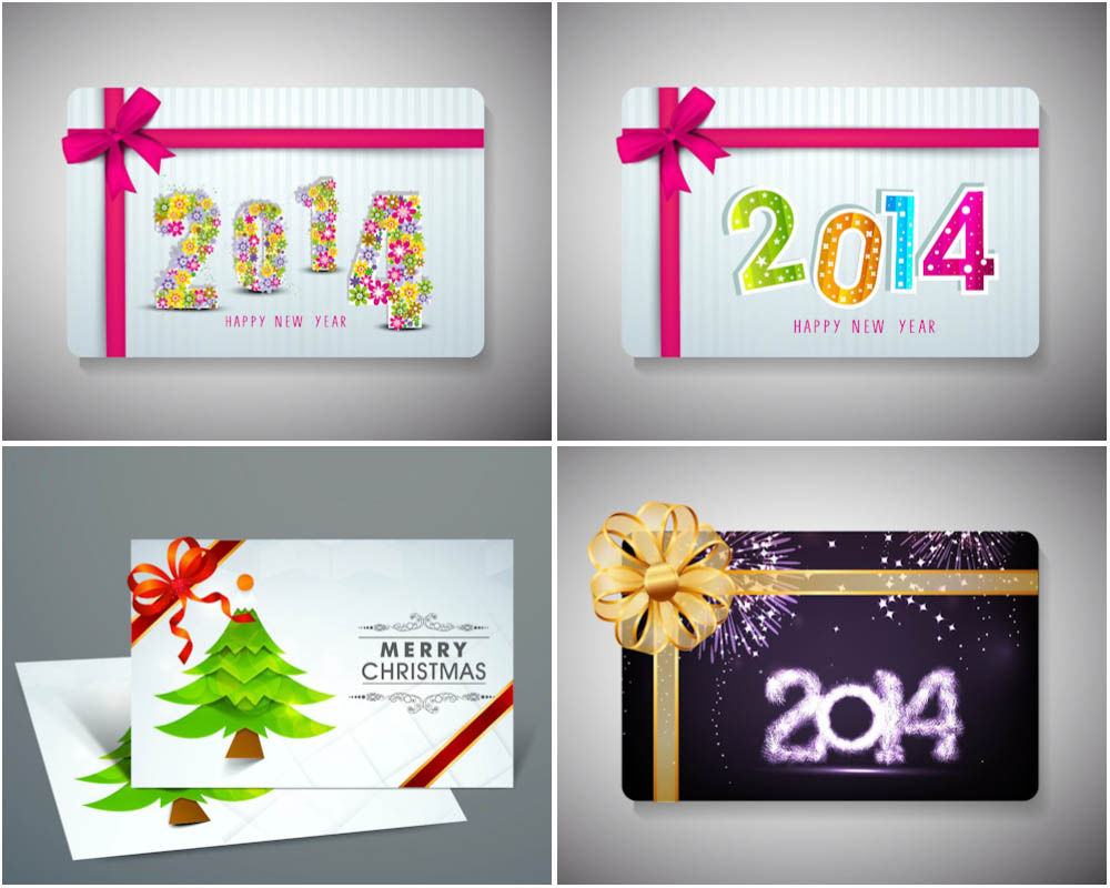 2014 Nice Christmas and New Year cards vector