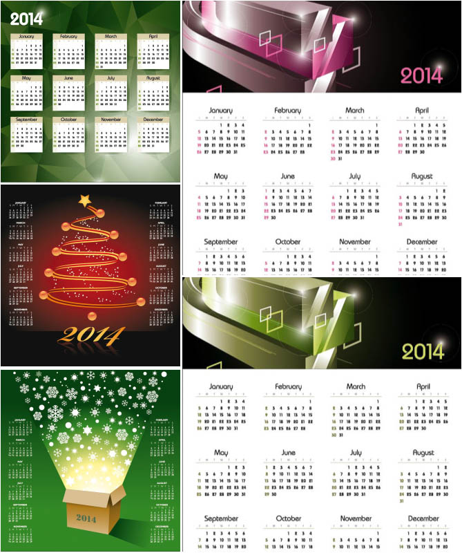 Calendar for 2014 vector