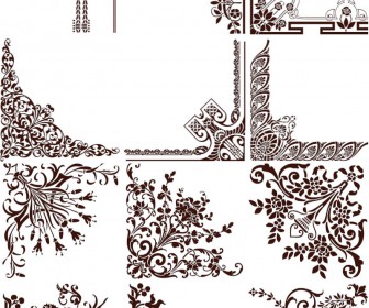 Collection ornamental vintage corners vector