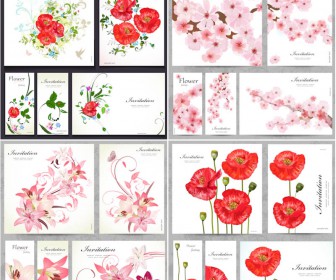 Floral invitation templates vector free download