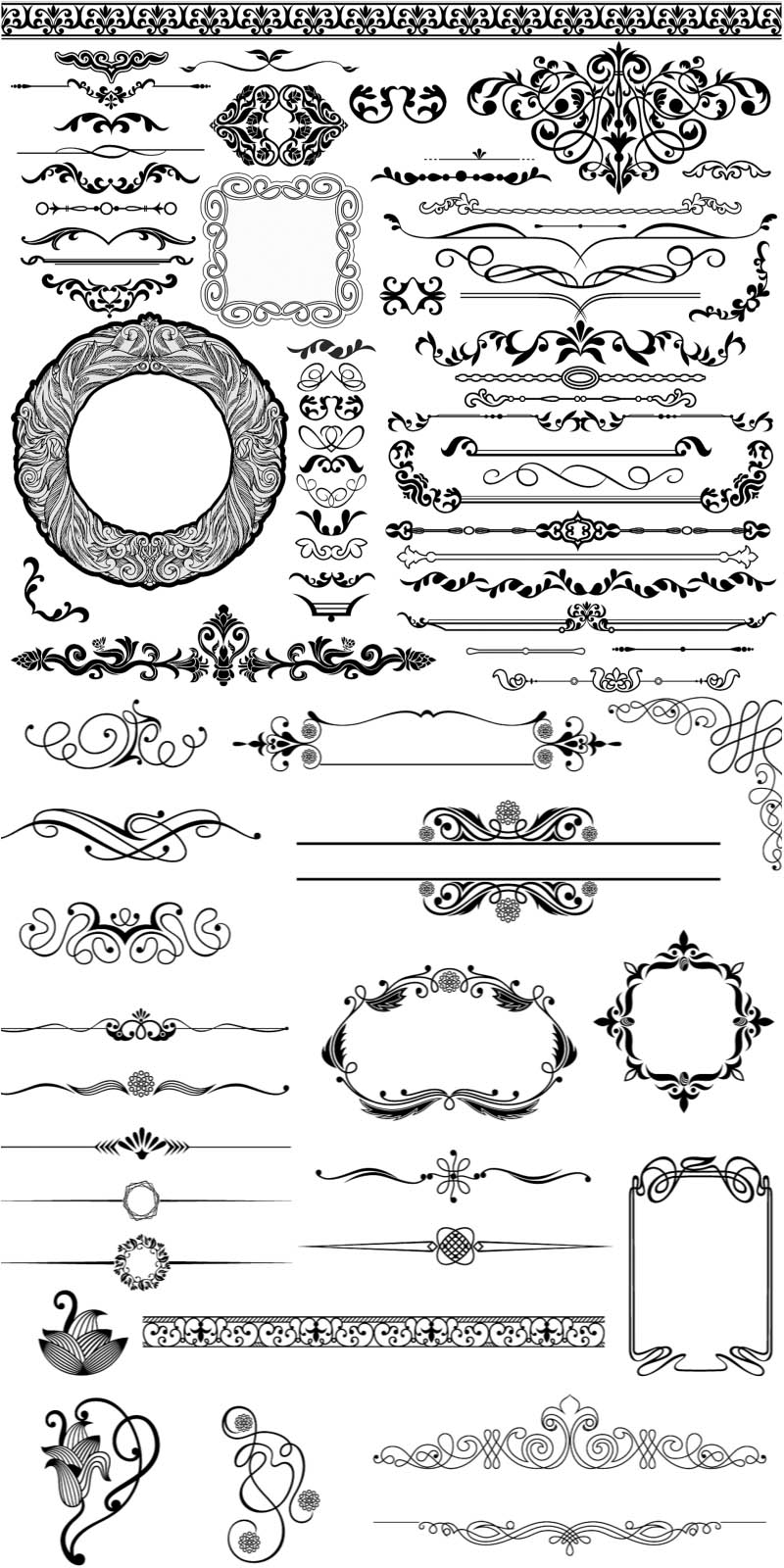 Ornamental elements and frames vector