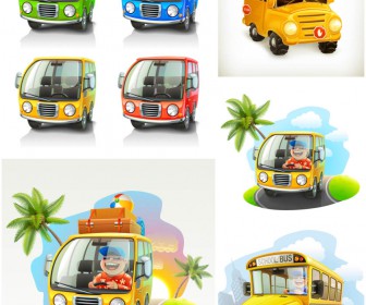Cartoon cute buses vector