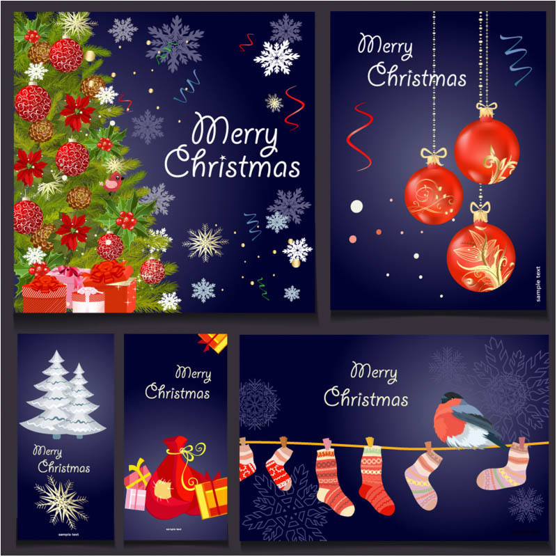 Christmas card on blue background vector
