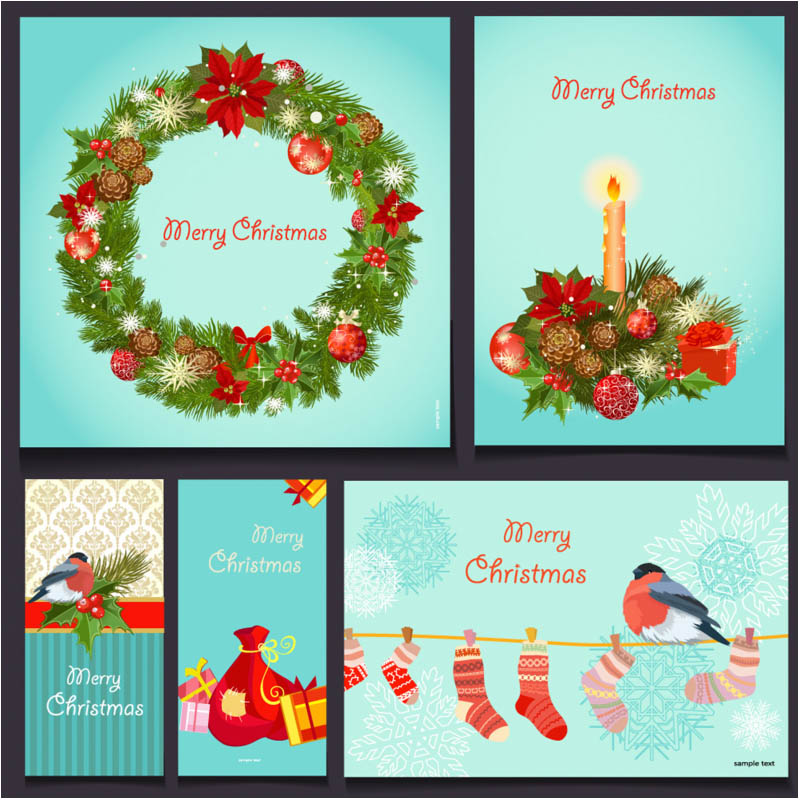 Christmas card with Christmas wreath vector
