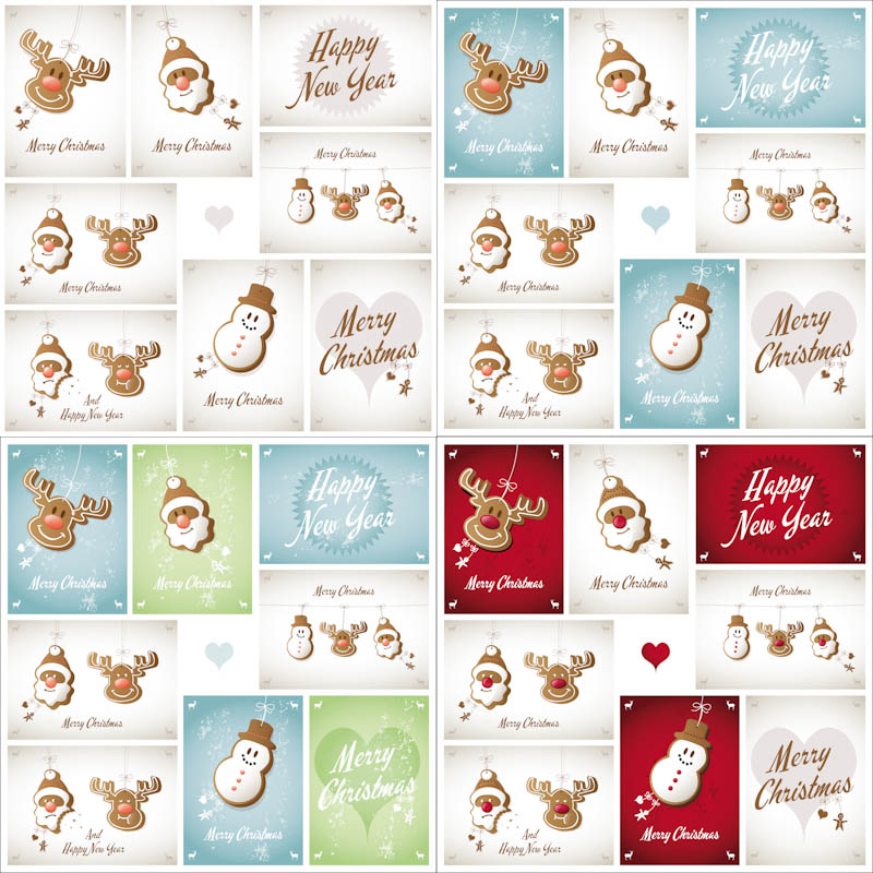 Christmas cards 4 template vector