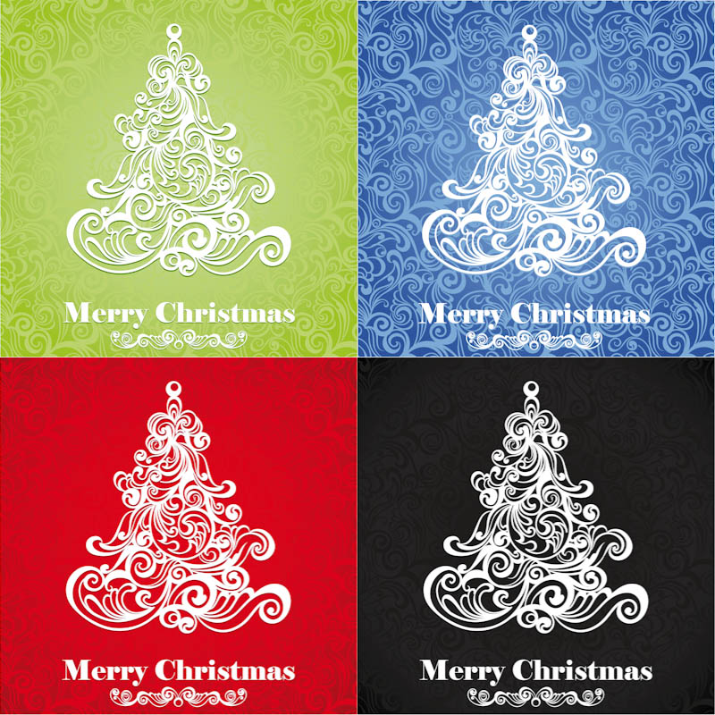Christmas trees 4 templates vector