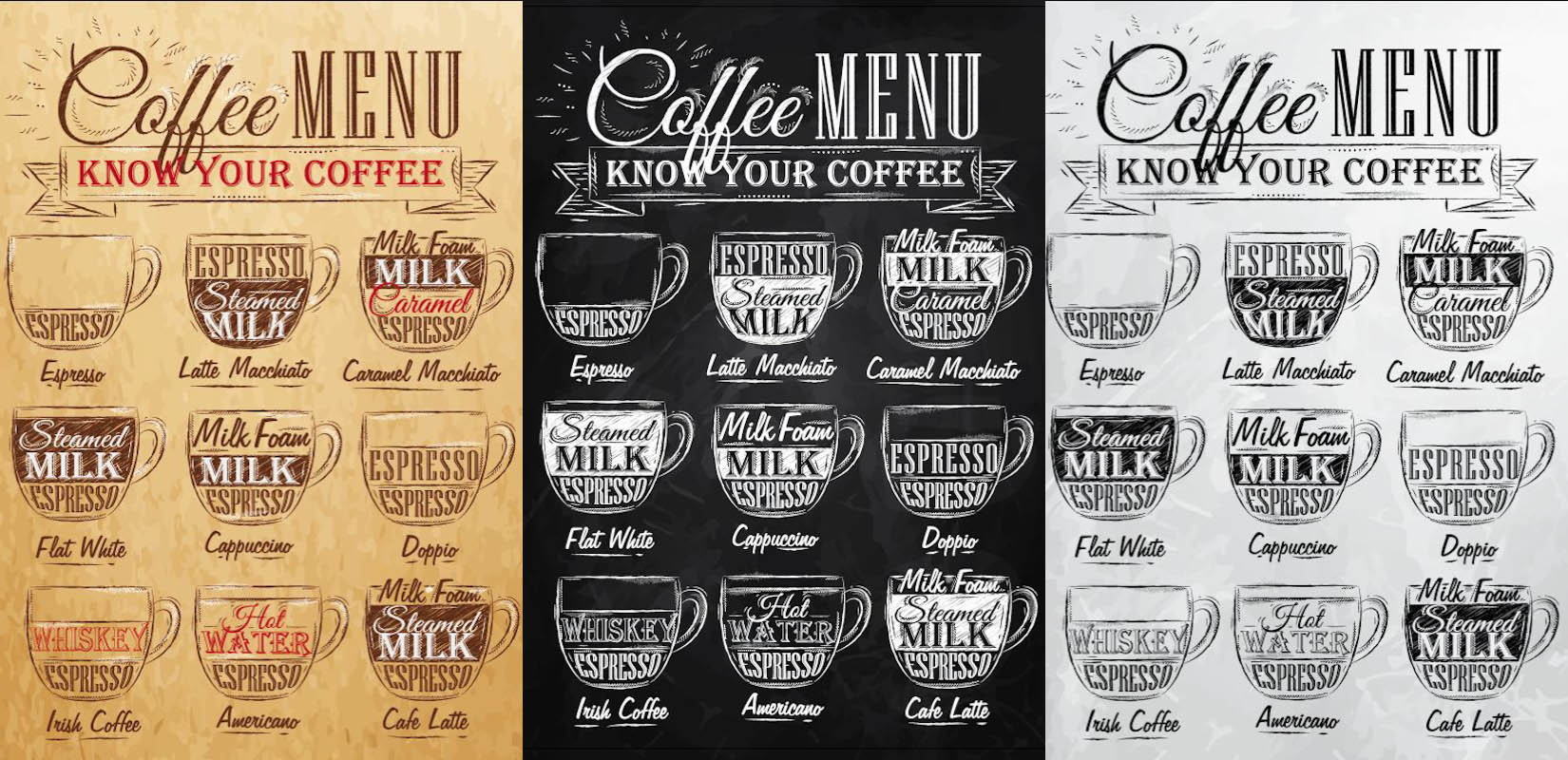 Coffee menu typographic elements vector