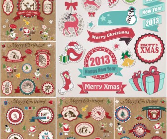 Collection Christmas labels vector