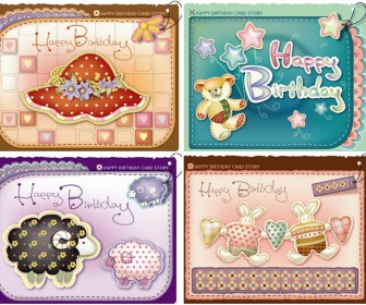 Handmade Happy Birthday cards vector