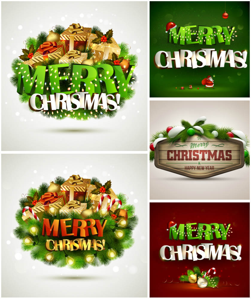 Original Merry Christmas labels template vector