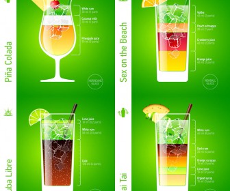 Cocktail menu with a description of the components