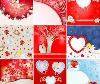 Collection backgrounds with hearts for Valentines Day vector