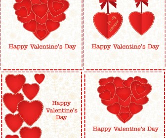 Handmade Valentines Day cards with red heart vector