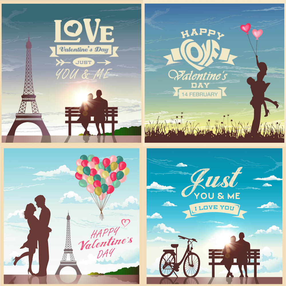 Happy Valentine's Day greeting card with a couple in love vector