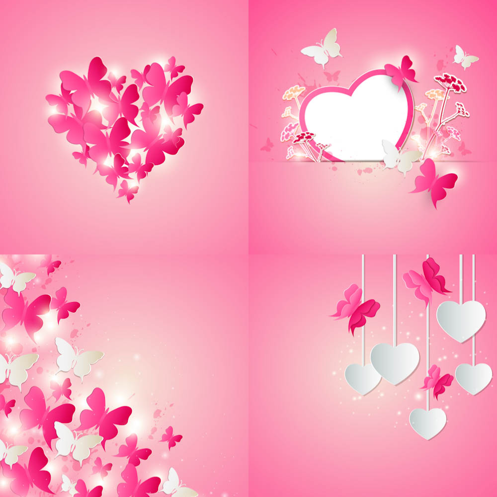 Heart made up of butterflies on a pink backgrounds vector