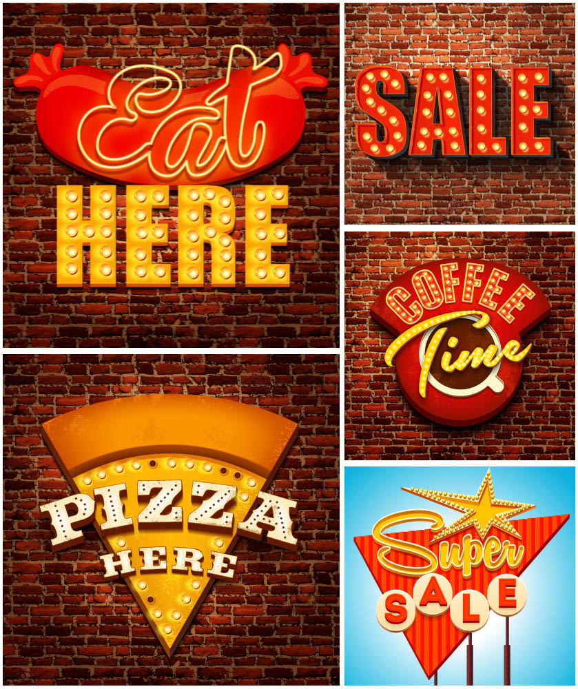 Inscription restaurants and shops vector