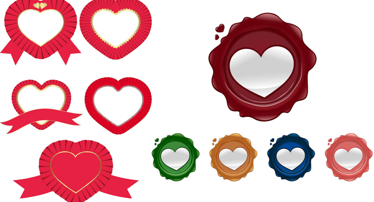 Stamped heart templates vector
