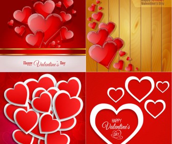 Valentine Day red backgrounds with red hearts vector