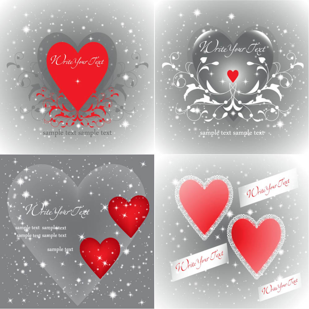 Valentine greeting cards with place for text vector