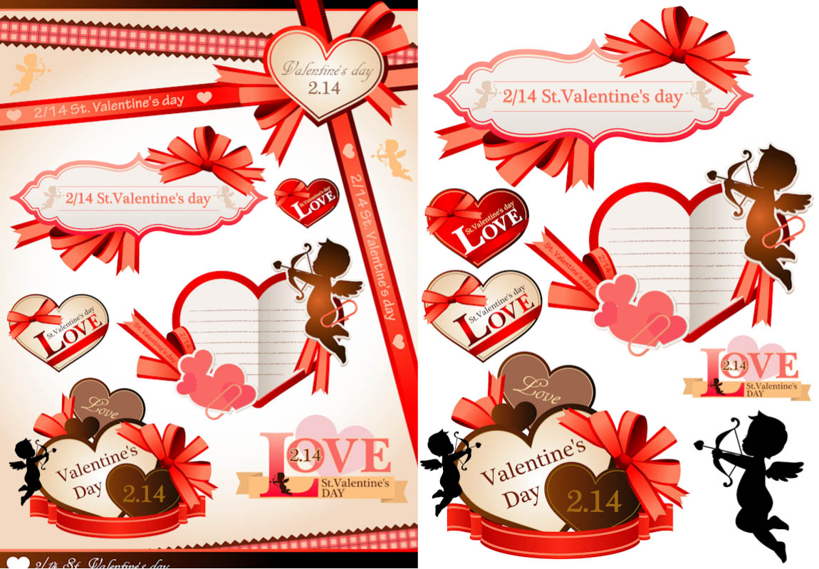 Valentines templates in shape of heart vector
