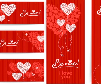 Valentines's Day red banner and card vector