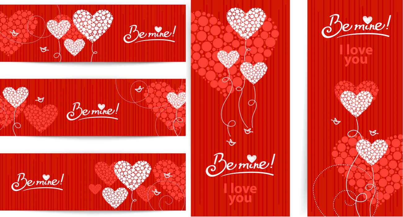 Valentines's Day red banner and card vector