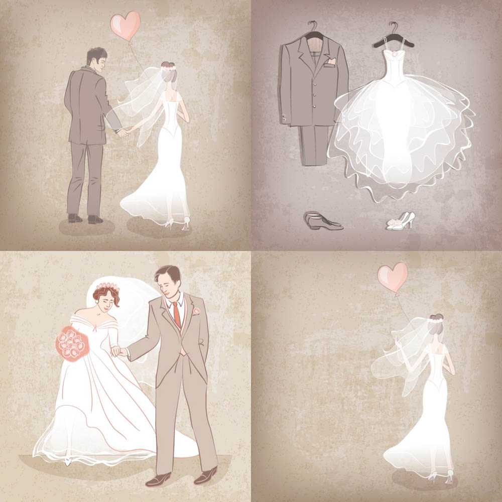 grunge bride and groom backgrounds and their clothes