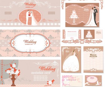 Vector pink wedding invitations free download