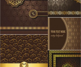 Vector vintage backgrounds and frame decorated with gold