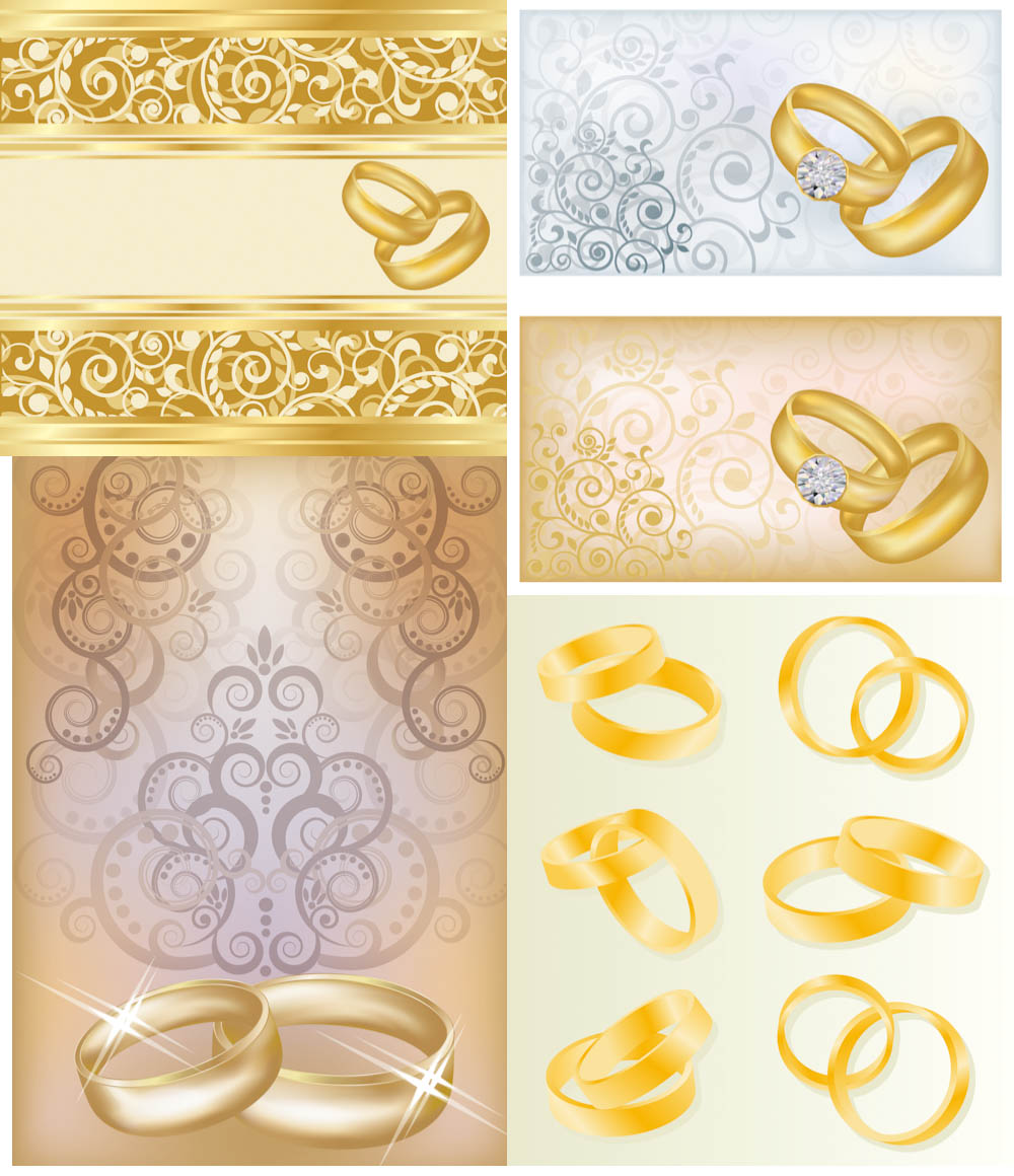 Wedding rings backgrounds vector
