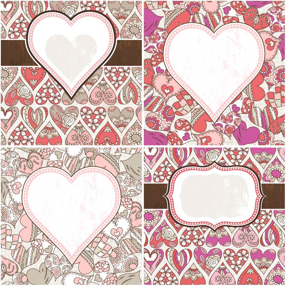 Vinage backgrounds with heart vector