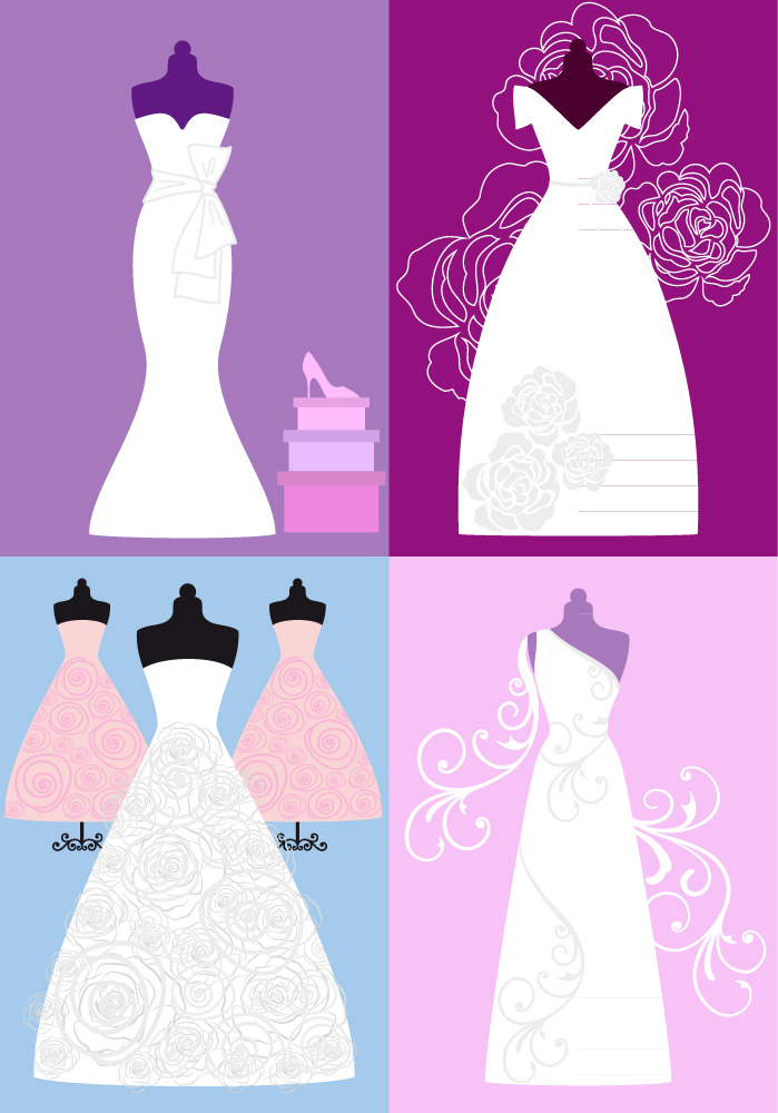 Wedding dresses backgrounds vector