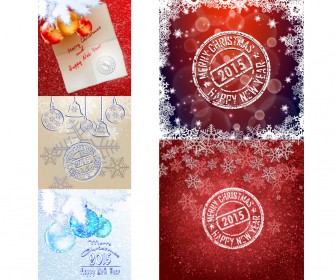 2015 Merry Christmas and New Year cards vectors