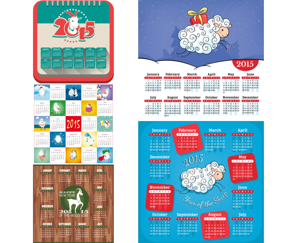2015 calendar with sheep