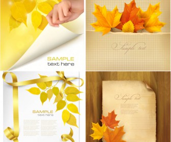 Autumn (fall) cards with female hand and reddish leaves
