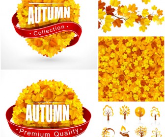Autumn (fall) label Autumn leaves backgrounds Autumn icons