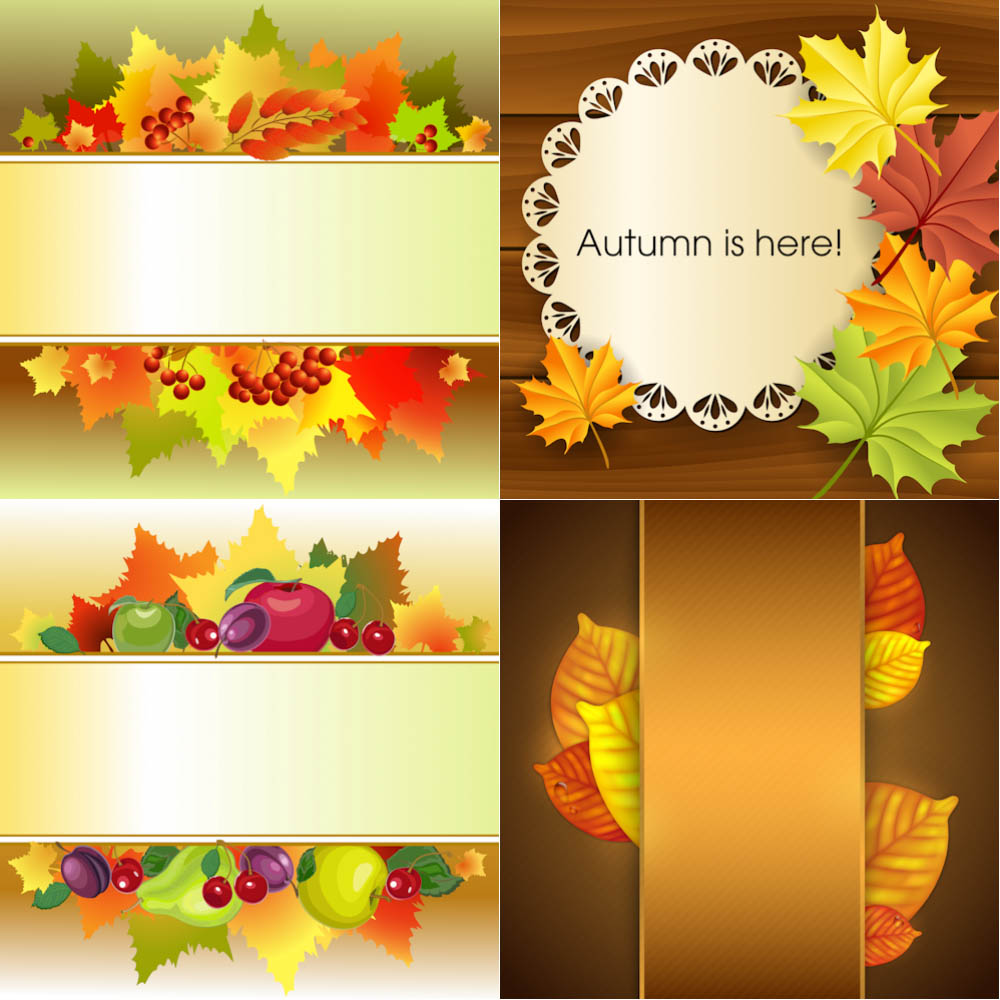 Backgrounds with autumn (fall) leaves and fruits