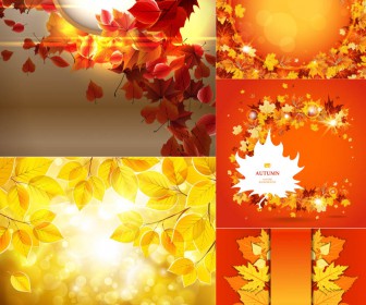 Beautiful autumn (fall) frame and backgrounds with red leaves