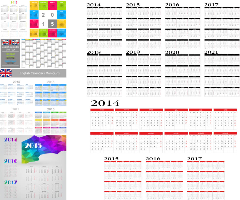 Calendar for 2015 vectors