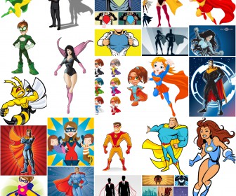 Cartoon comic superheroes