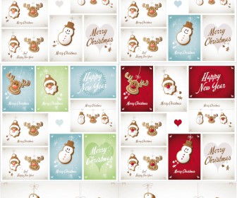 Christmas background with Santa, reindeer and snowman vector 2020 - 2021
