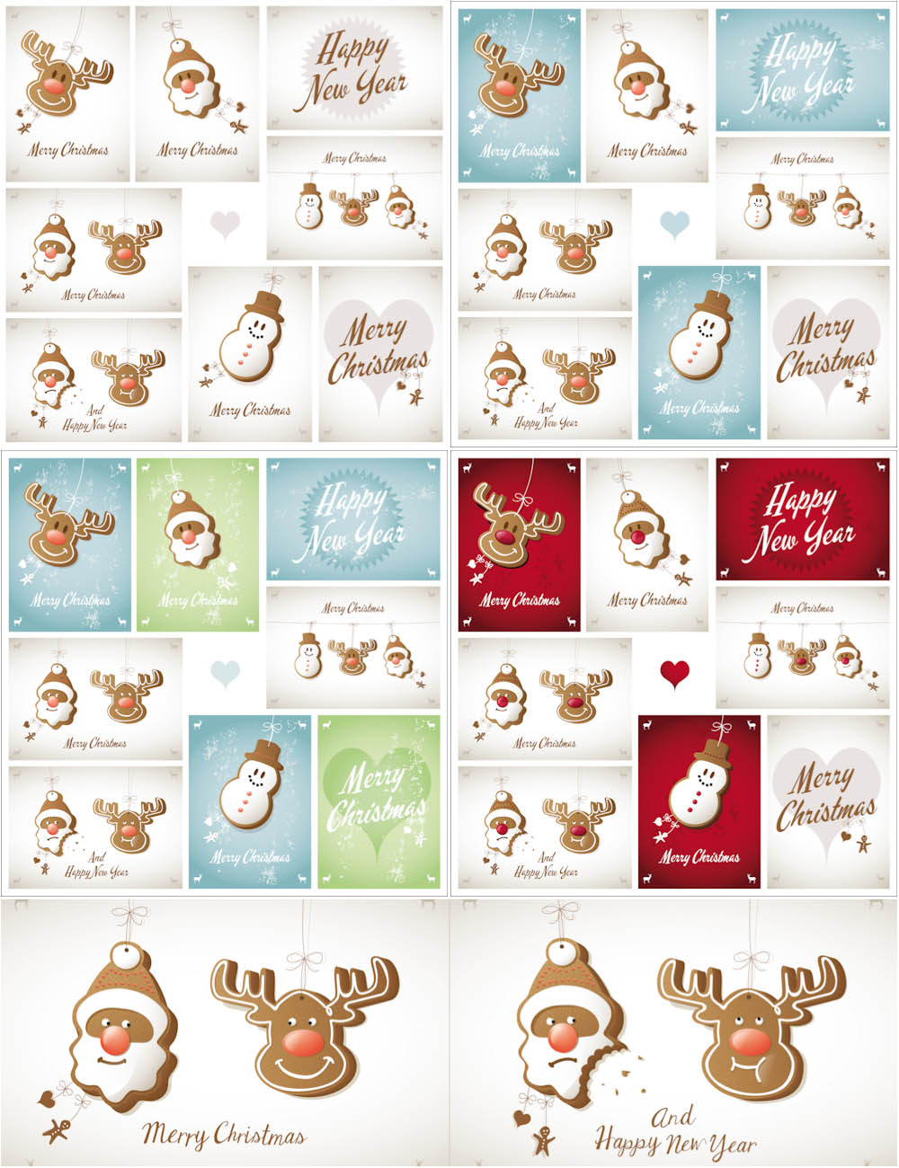 Christmas background with Santa, reindeer and snowman